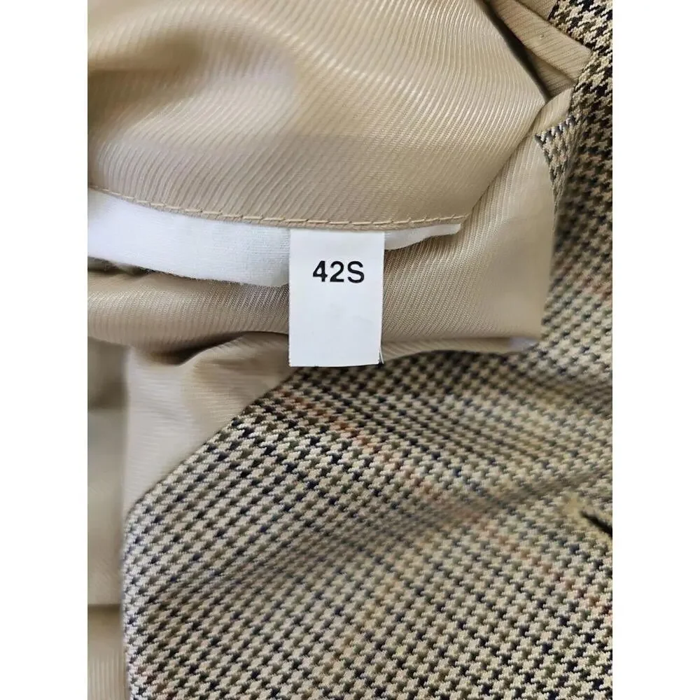 Haspel Tweed Men's Blazer 42S Wool Silk  Tan Two‎ Button Double Sport Coat
